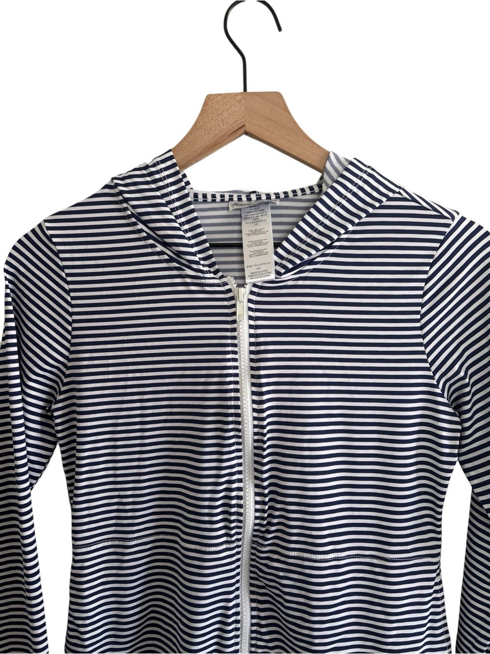 Tommy Bahama Full Zip Hooded Rash Guard Jacket UPF 50+ Women's Small Navy White - Picture 4 of 14